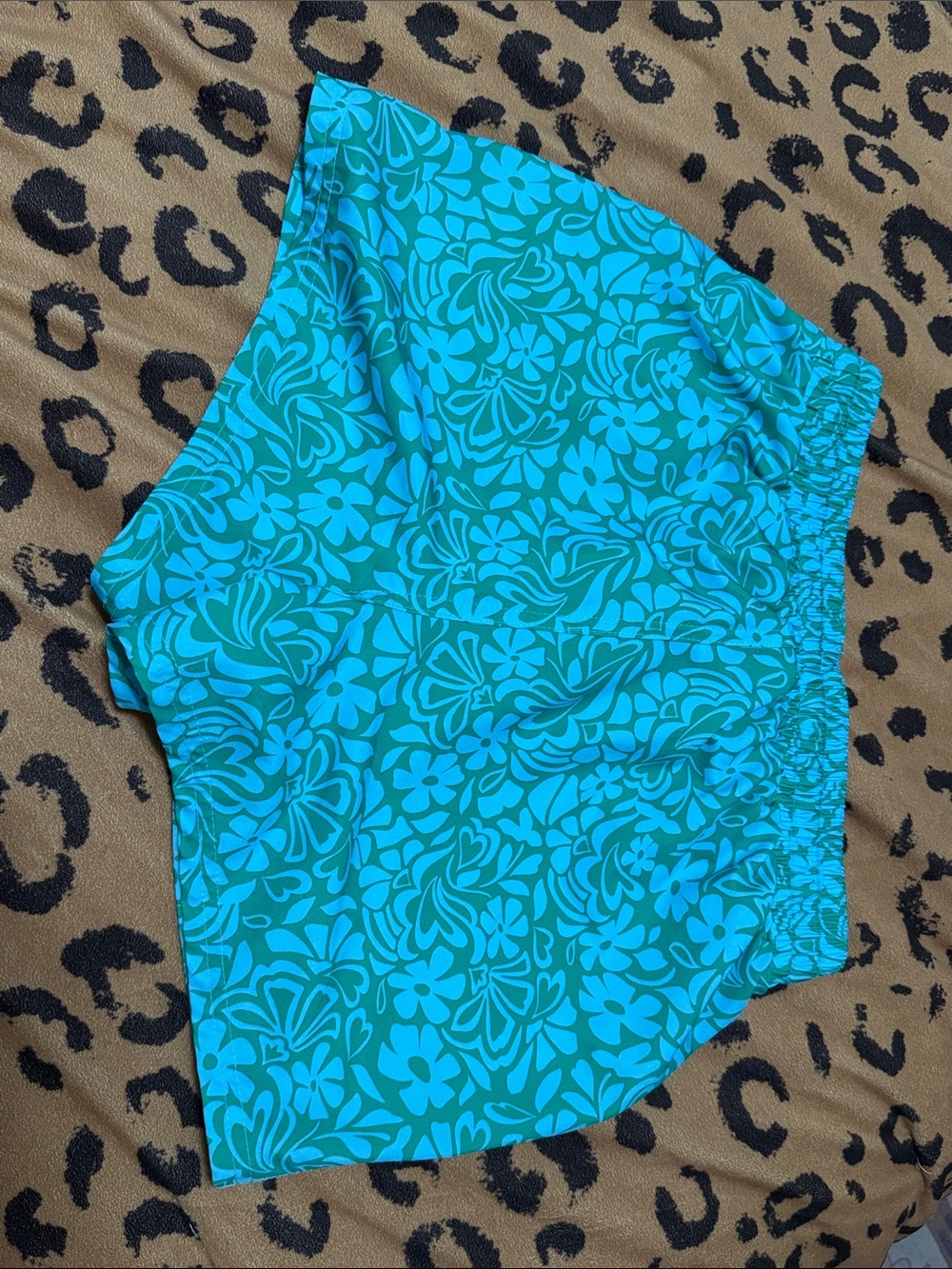 wild fable Teal Floral Drawstring Athletic Shorts - Picture 3 of 3